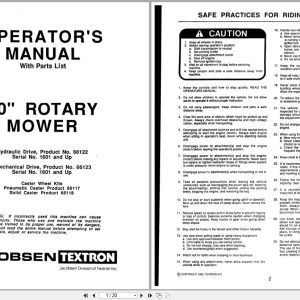 Jacobsen Rotary Mower 60 Operators Manual Parts List 363864 (1)