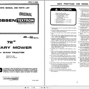 Jacobsen Rotary Mower 72 G 4x4 Tractor Operators Parts Manual 363075 1985 (1)