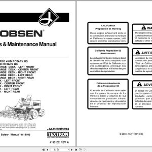 Jacobsen Rotary Mower AR 2500 Setup Parts Maintenance Manual 4115102 2001 (1)