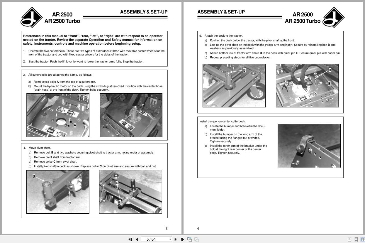 Jacobsen Rotary Mower AR 2500 Setup Parts Maintenance Manual 4115102 2001 (2)