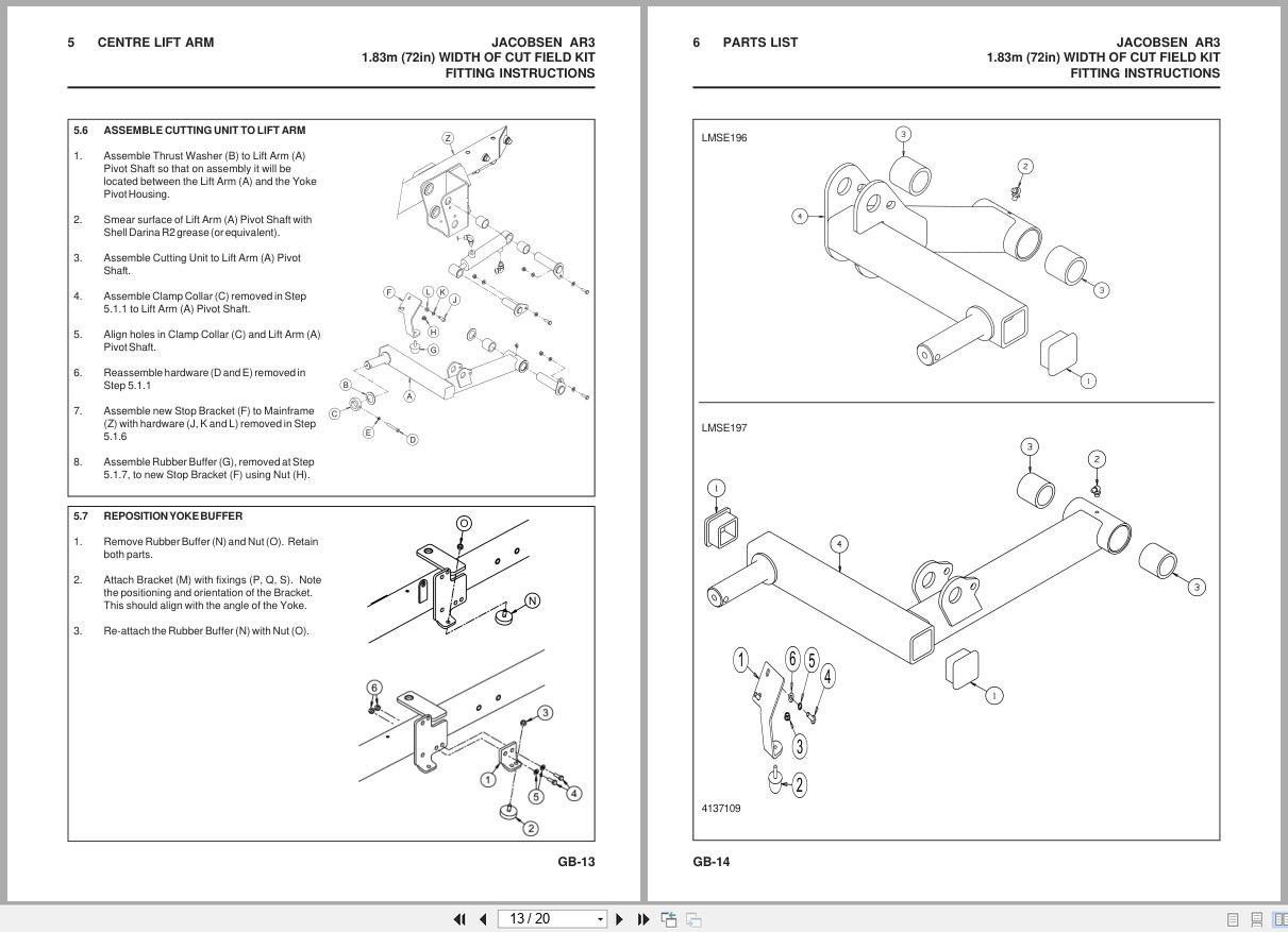 Jacobsen Rotary Mower AR 3 1.83m Width Of Cut Field Kit Fitting Instructions 24780g R1 GB 2005 (2)