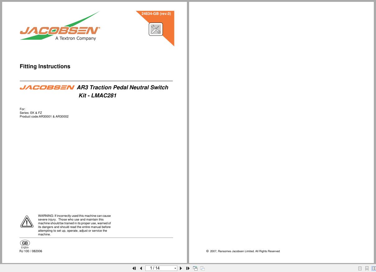Jacobsen Rotary Mower AR 3 Fitting Instructions 24834G R0 GB 2006 (1)