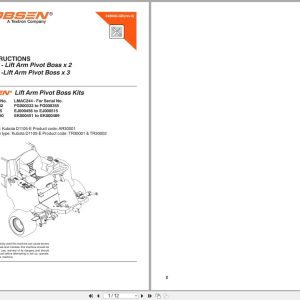 Jacobsen Rotary Mower AR 3 Lift Arm Pivot Boss Kit Fitting Instructions 24800G GB 2006 (1)
