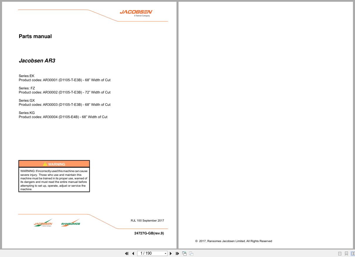 Jacobsen Rotary Mower AR 3 Parts Manual 24727G R9 2017 (1)