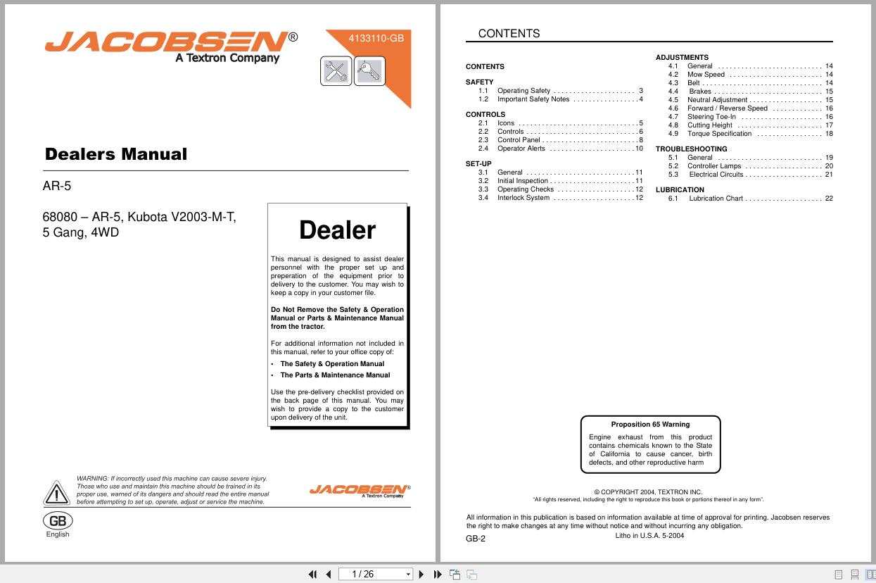 Jacobsen Rotary Mower AR 5 Dealer Manual 4133110 GB 2004 (1)