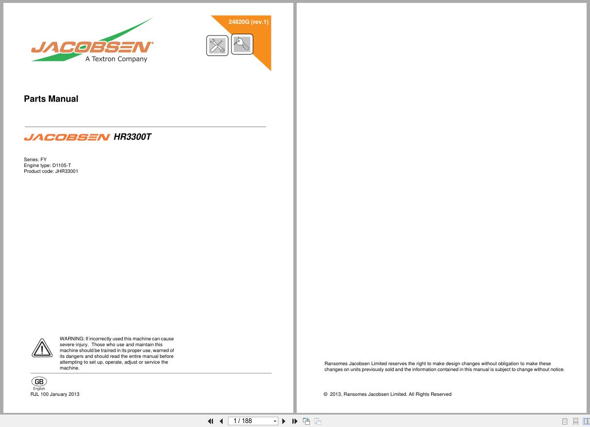 Jacobsen Rotary Mower HR 3300T Parts Manual 24820G R1 2013 (1)