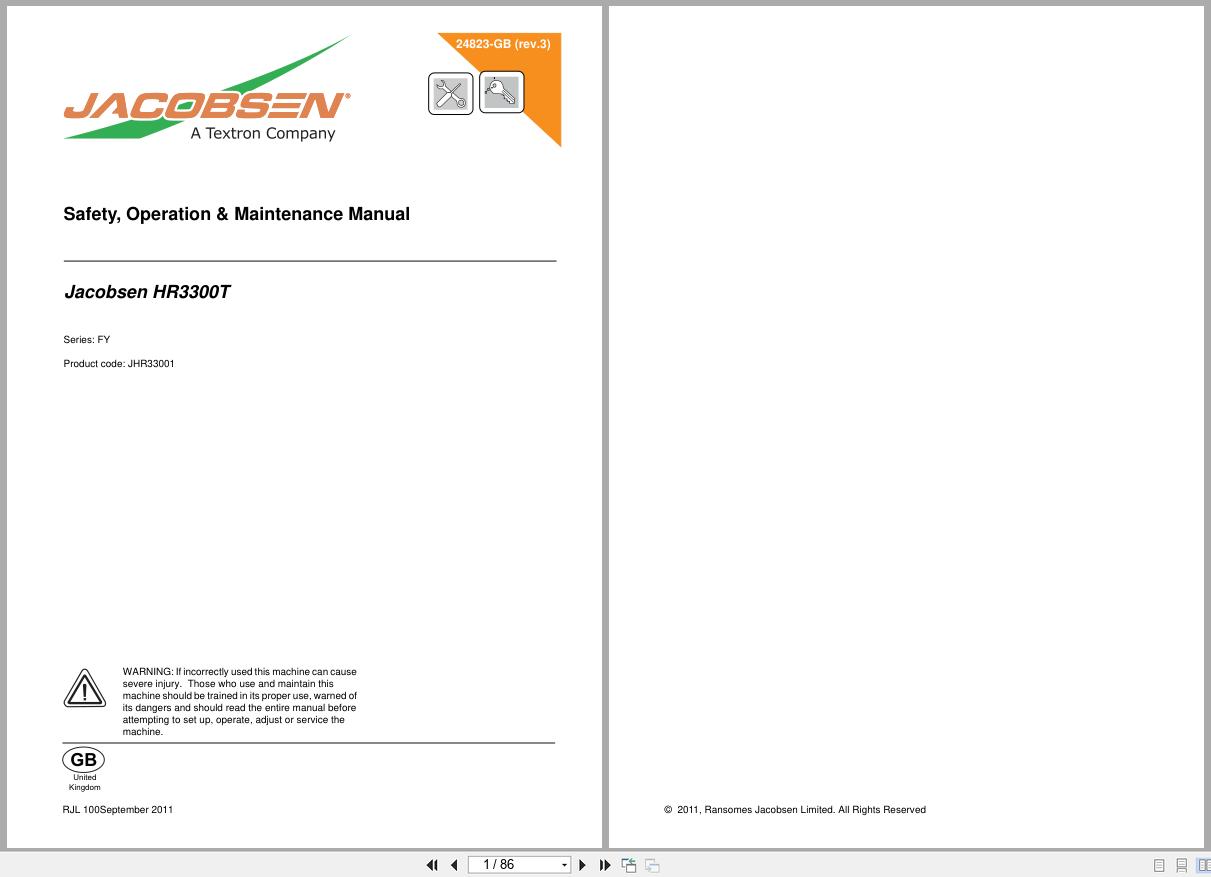 Jacobsen Rotary Mower HR 3300T Safety Operation Manual 24823G R3 GB 2011 (1)