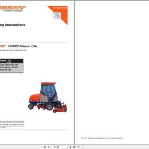 Jacobsen Rotary Mower HR 4600 Mauser Cab LMAB874 Parts Fitting Instruction 24428GR0 2001 (1)
