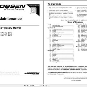 Jacobsen Rotary Mower HR 4600 Turbo Parts Maintenance Manual 3009161 B 2000 (1)