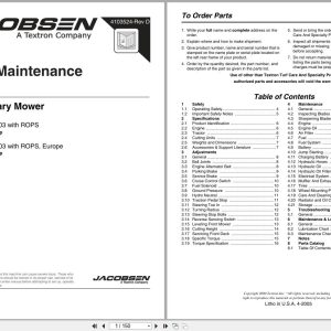 Jacobsen Rotary Mower HR 5111 Parts Maintenance Manual 4103524 D 2005 (1)