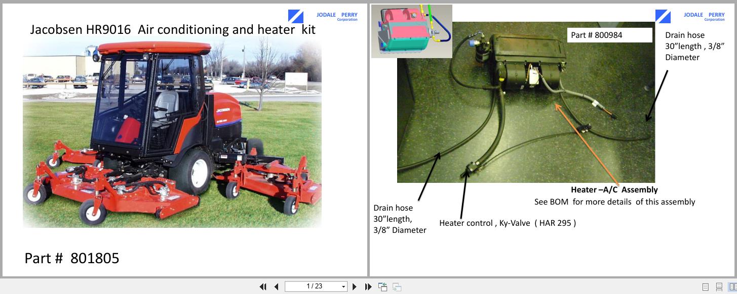 Jacobsen Rotary Mower HR 9016T Installation Operators Parts Manual 801805 (1)