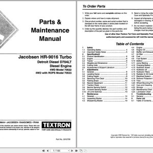 Jacobsen Rotary Mower HR 9016T Parts Maintenance Manual 3010790 1999 (1)