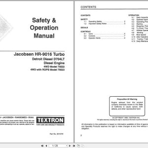 Jacobsen Rotary Mower HR 9016T Safety Operation Manual 3010791 1999 (1)