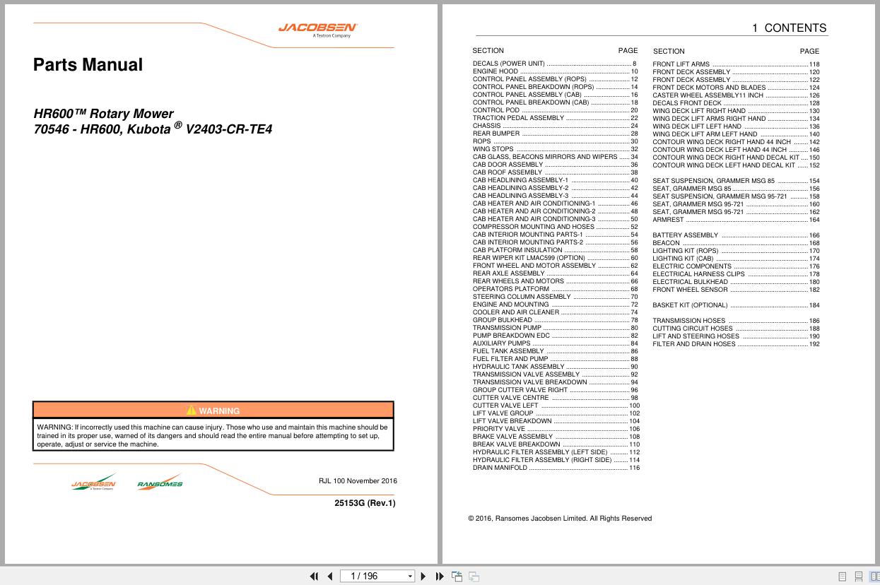 Jacobsen Rotary Mower HR600 Parts Manual 25153G R1 2016 (1)