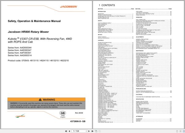 Jacobsen Rotary Mower Hr800 Safety Operation Maintenance Manual 4372606 D Gb (1)
