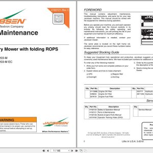 Jacobsen Rotary Mower R 311 Parts Maintenance Manual 4192121 C 2010 (1)