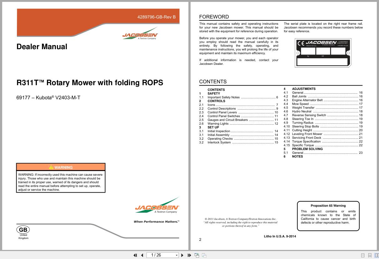 Jacobsen Rotary Mower R311T Dealer Manual 4289796 GB RB (1)