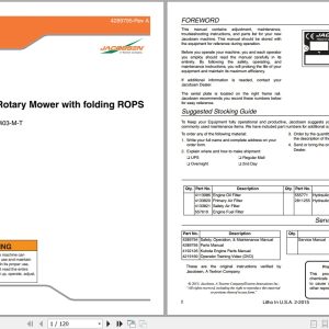 Jacobsen Rotary Mower R311T T4I Parts Manual 4289795 A 2015 (1)