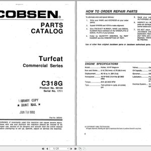 Jacobsen Rotary Mower TurfCat 300 Series Parts Catalogue 365282 1989 (1)