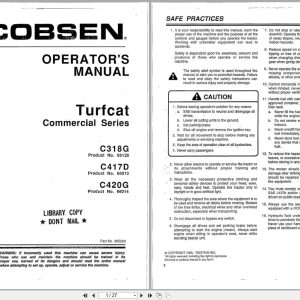 Jacobsen Rotary Mower TurfCat 400 300 Series Operators Manual 365223 1999 (1)