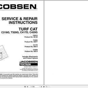 Jacobsen Rotary Mower TurfCat 400 300 Series Service Repair Manual 4171667 1995 (1)