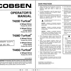 Jacobsen Rotary Mower TurfCat 400 Series Operators Manual 3005749 1996 (1)