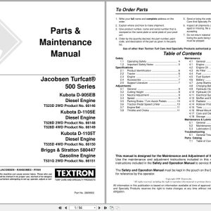 Jacobsen Rotary Mower TurfCat 500 Series Parts Maintenance Manual 2809902 1999 (1)