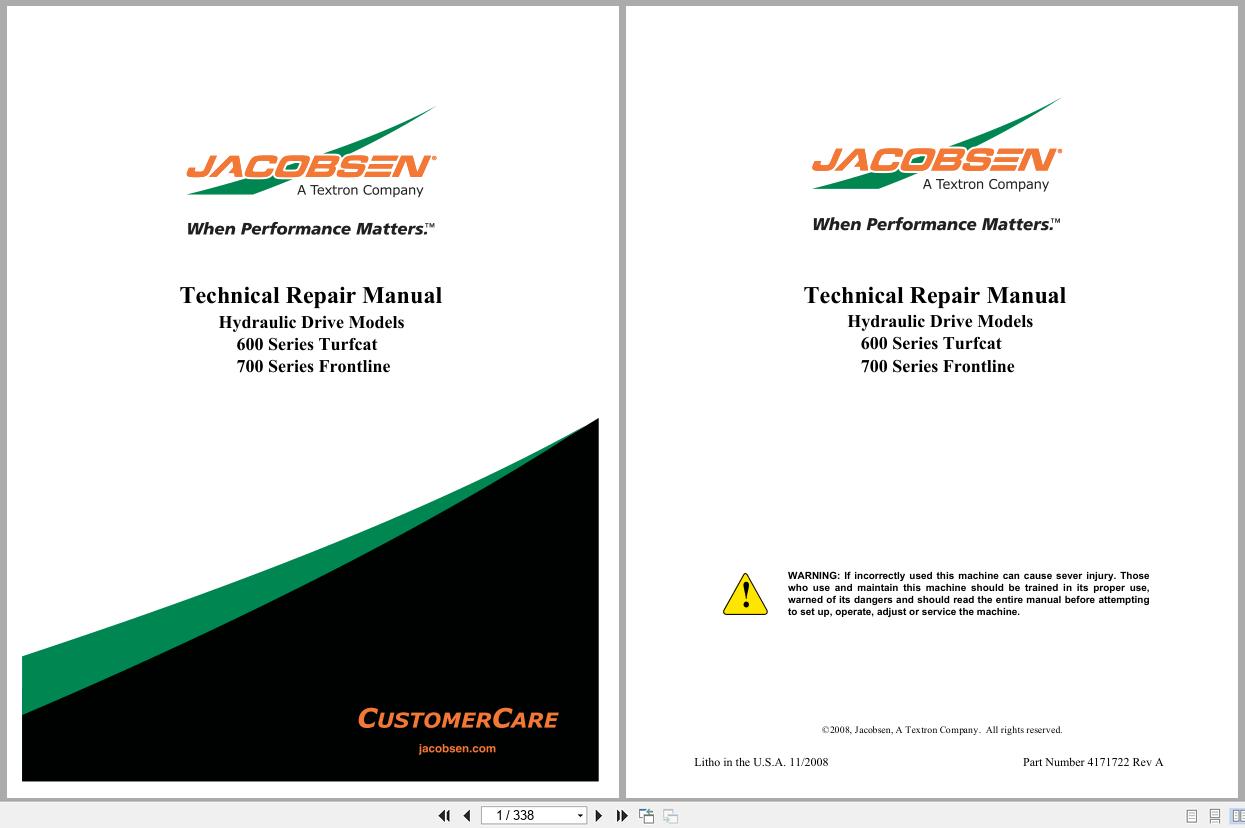 Jacobsen Rotary Mower TurfCat 600 Frontline 700 Technical Manual 4171722 2008 (1)
