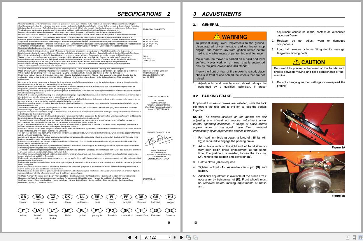 Jacobsen Rotary Mower TurfCat 600 Series Parts Maintenance Manual 4201280 C 2012 (2)