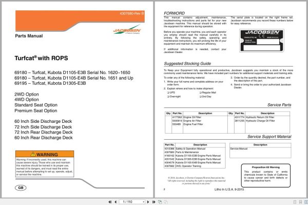 Jacobsen Rotary Mower Turfcat 600 Series Parts Manual 4307680 B (1)