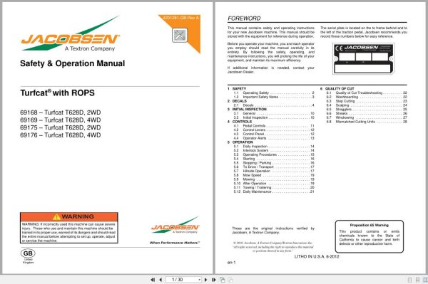 Jacobsen Rotary Mower Turfcat 600 Series Safety Operation Manual 4201281 Gb Ra 2012 (1)