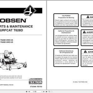 Jacobsen Rotary Mower TurfCat 600 Series Setup Parts Maintenance Manual 2722080 2002 (1)