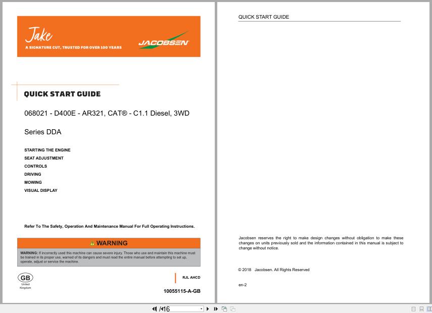 Jacobsen Rotary Trim Mower AR321 Quick Start Owners Guide 10055115 A 2018 (1)