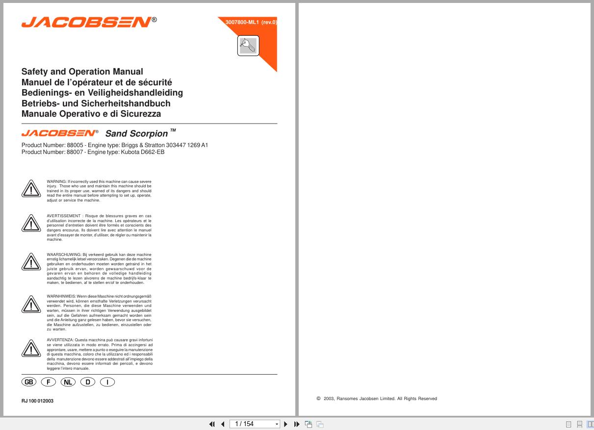 Jacobsen Sand Scorpion Safety Operation Manual 3007800 ML1 2003 (1)