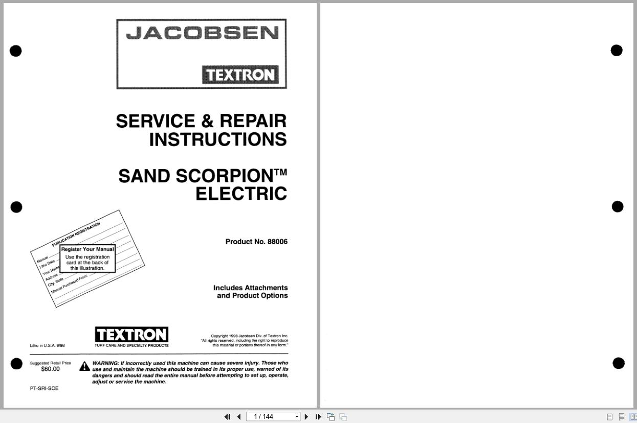 Jacobsen Sand Scorpion Service Repair Instruction 4171664 1998 (1)