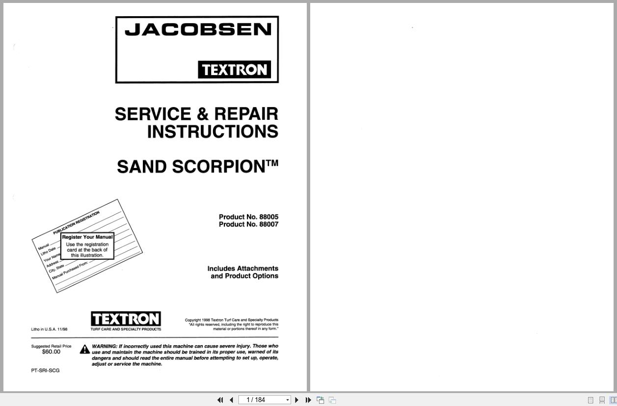 Jacobsen Sand Scorpion Service Repair Instruction 4192042 1998 (1)