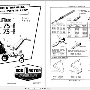 Jacobsen Sod Cutter Sub Air 75 A 75 B Operators Parts Manual 652630 (1)