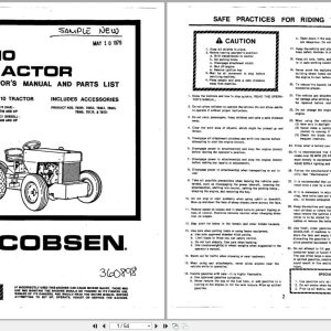 Jacobsen Tractor G 10 Operators Parts Manual 360898 1979 (1)