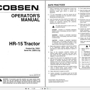 Jacobsen Tractor HR 15 Operation Manual 3004749 1996 (1)