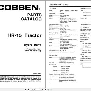 Jacobsen Tractor HR 15 Parts Catalogue 365433 (1)