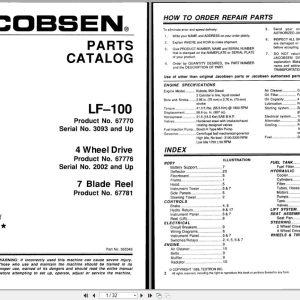 Jacobsen Tractor LF 100 Parts Manual 365349 1989 (1)