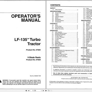 Jacobsen Tractor LF 135 Operators Manual And Parts List 3008237 1997 (1)