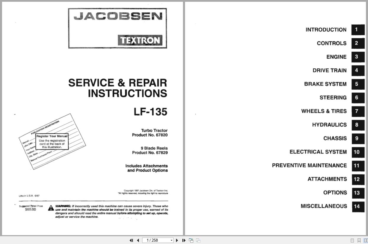 Jacobsen Tractor LF 135 Service Repair Manual (2)