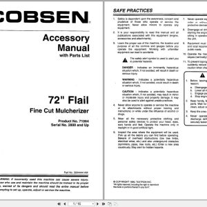 Jacobsen Tractor Mower Fail 72 Accessory Parts Manual 3004444 1996 (1)