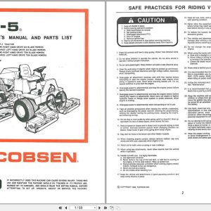 Jacobsen Tractor Mower HF 5 Operators Manual And Parts List 363861 1986 (1)