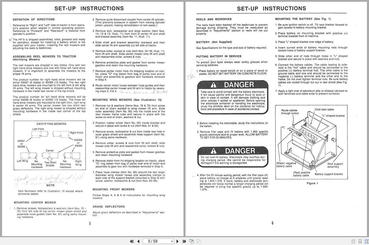 Jacobsen Tractor Mower HF 5 Operators Manual And Parts List 363861 1986 (2)