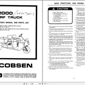 Jacobsen Turf Truck T2000 Operators Manual And Parts List 362909 (1)