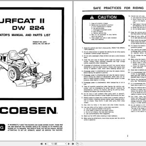Jacobsen TurfCat II Tractor DW224 Operators Manual Parts List 362448 (1)