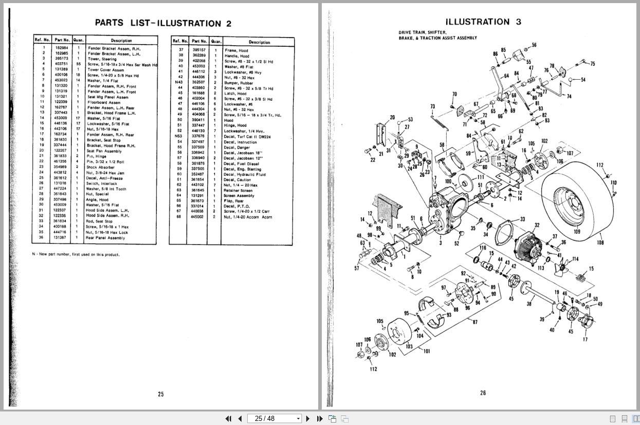 Jacobsen TurfCat II Tractor DW224 Operators Manual Parts List 362448 (3)