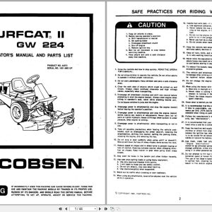 Jacobsen TurfCat II Tractor GW224 Operators Manual Parts List 362530 1985 (1)